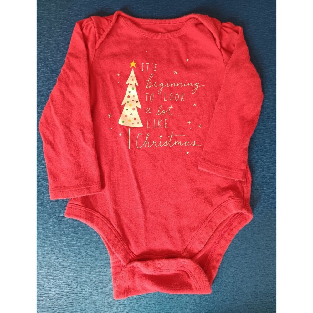 Shirt 12 To 18 Months Baby Gap Red Long Sleeve Holiday Christmas - Picture 1 of 4